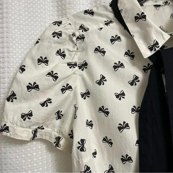 💄Retro Pinup 50s 40s Inspired Puff Sleeve Bow Blouse💋 - Picture 6 of 8